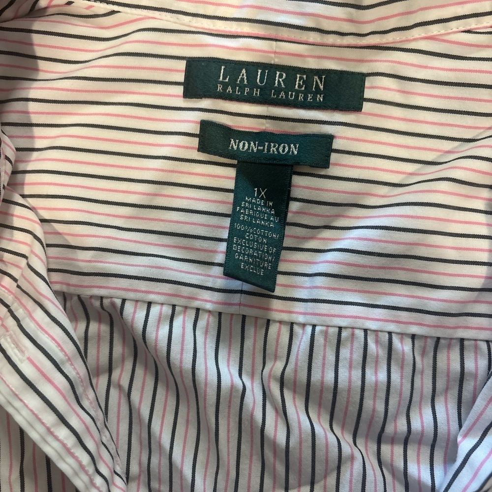 Lauren Ralph Lauren Pink and Black Striped Blouse